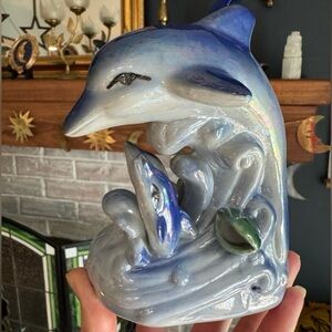Vintage Y2K Iridescent Dolphin Figurine